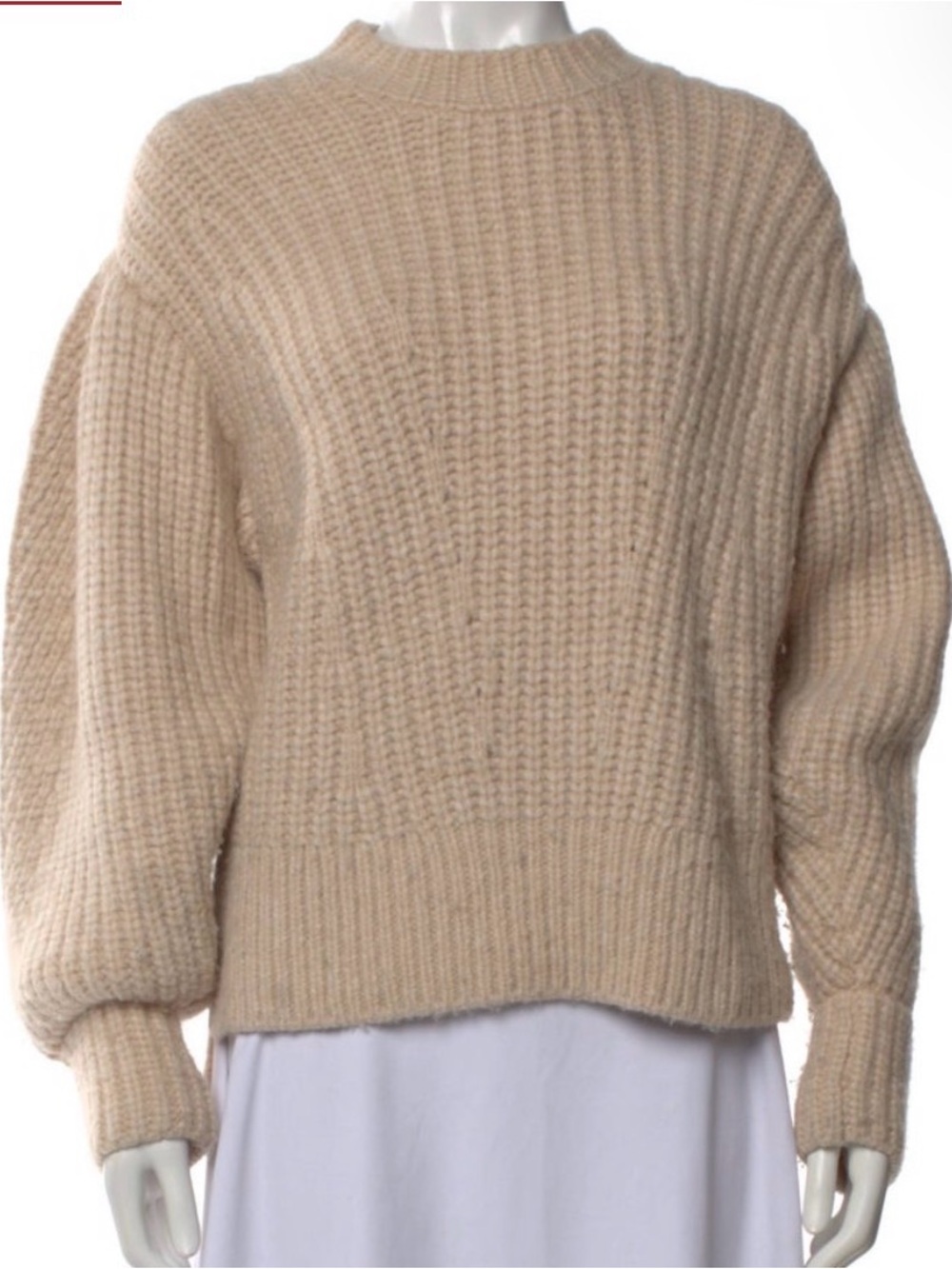 ULLA JOHNSON Baby Alpaca Crewneck Chunky Knit Sweater - Cream - EUC